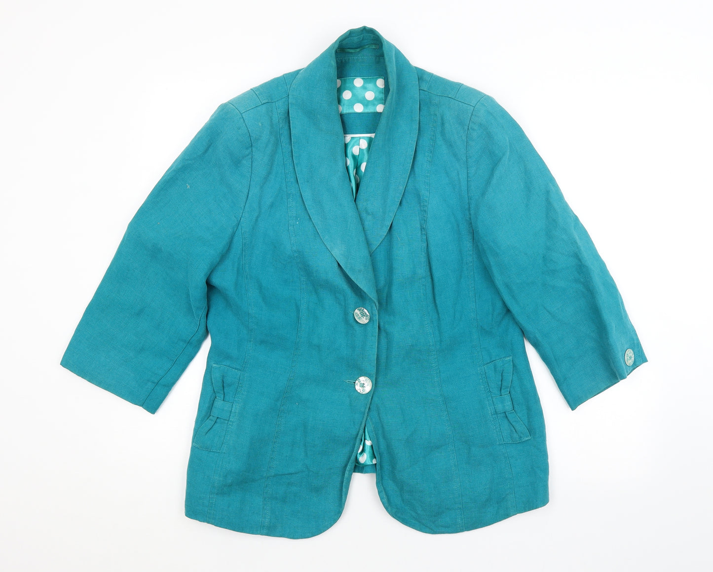 Preworn Womens Blue Polka Dot  Jacket Blazer