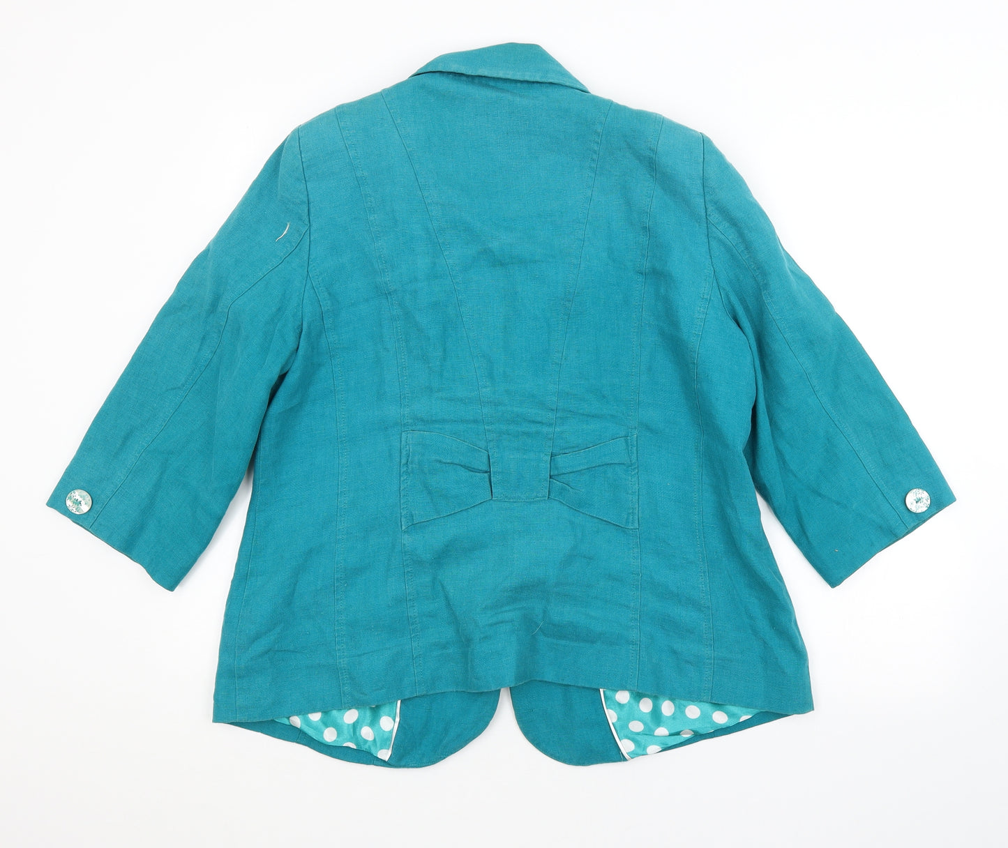 Preworn Womens Blue Polka Dot  Jacket Blazer