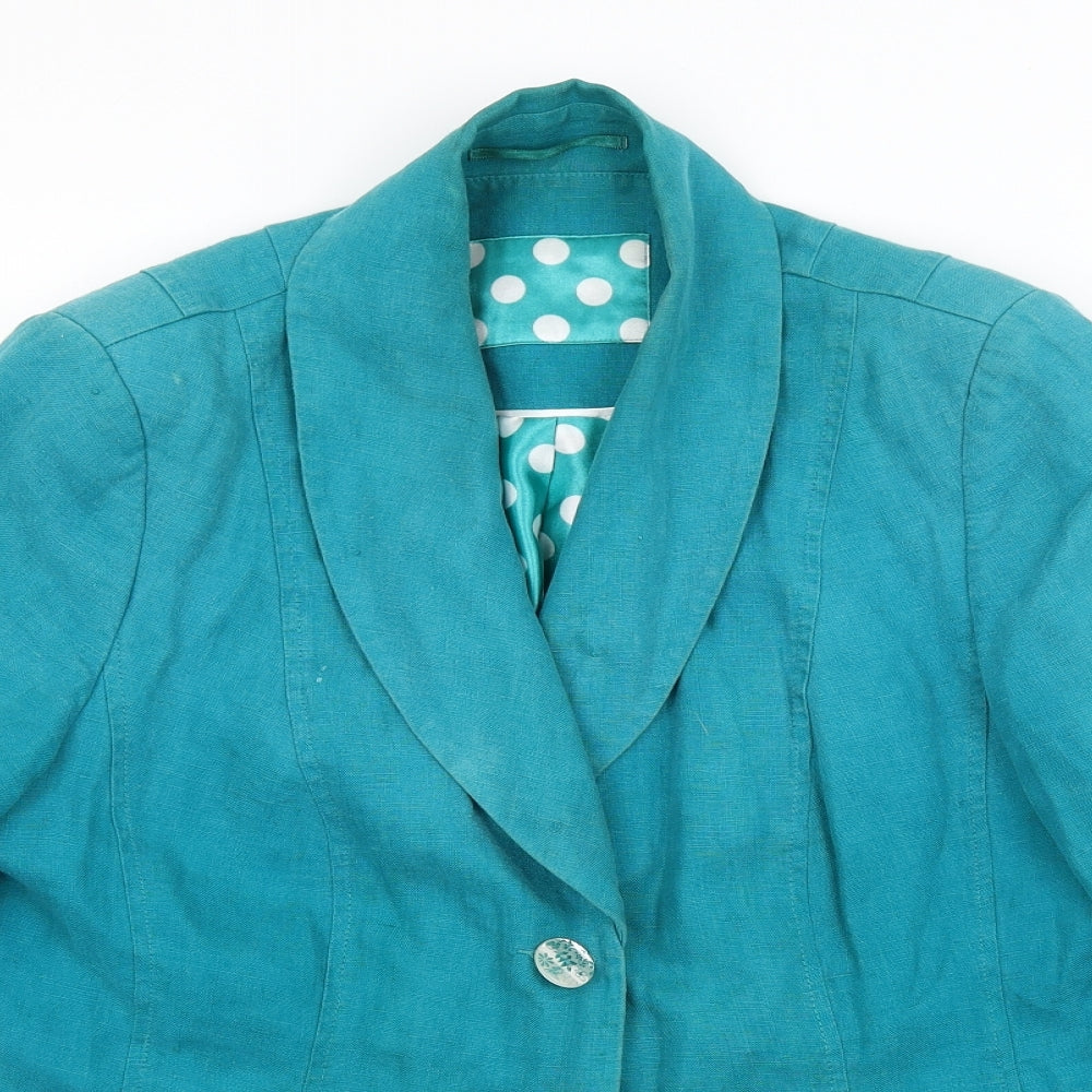 Preworn Womens Blue Polka Dot  Jacket Blazer