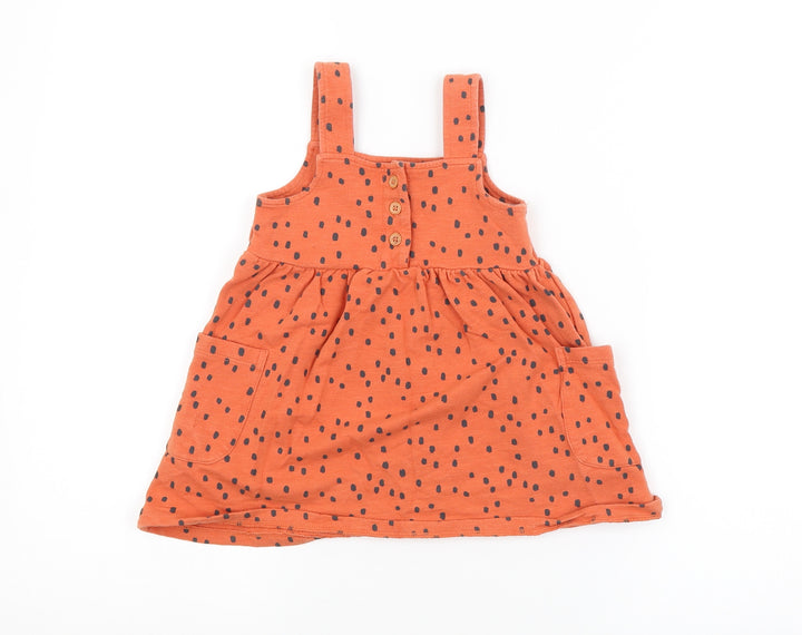 Nutmeg Boys Orange Spotted  Pinafore/Dungaree Dress  Size 12-18 Months