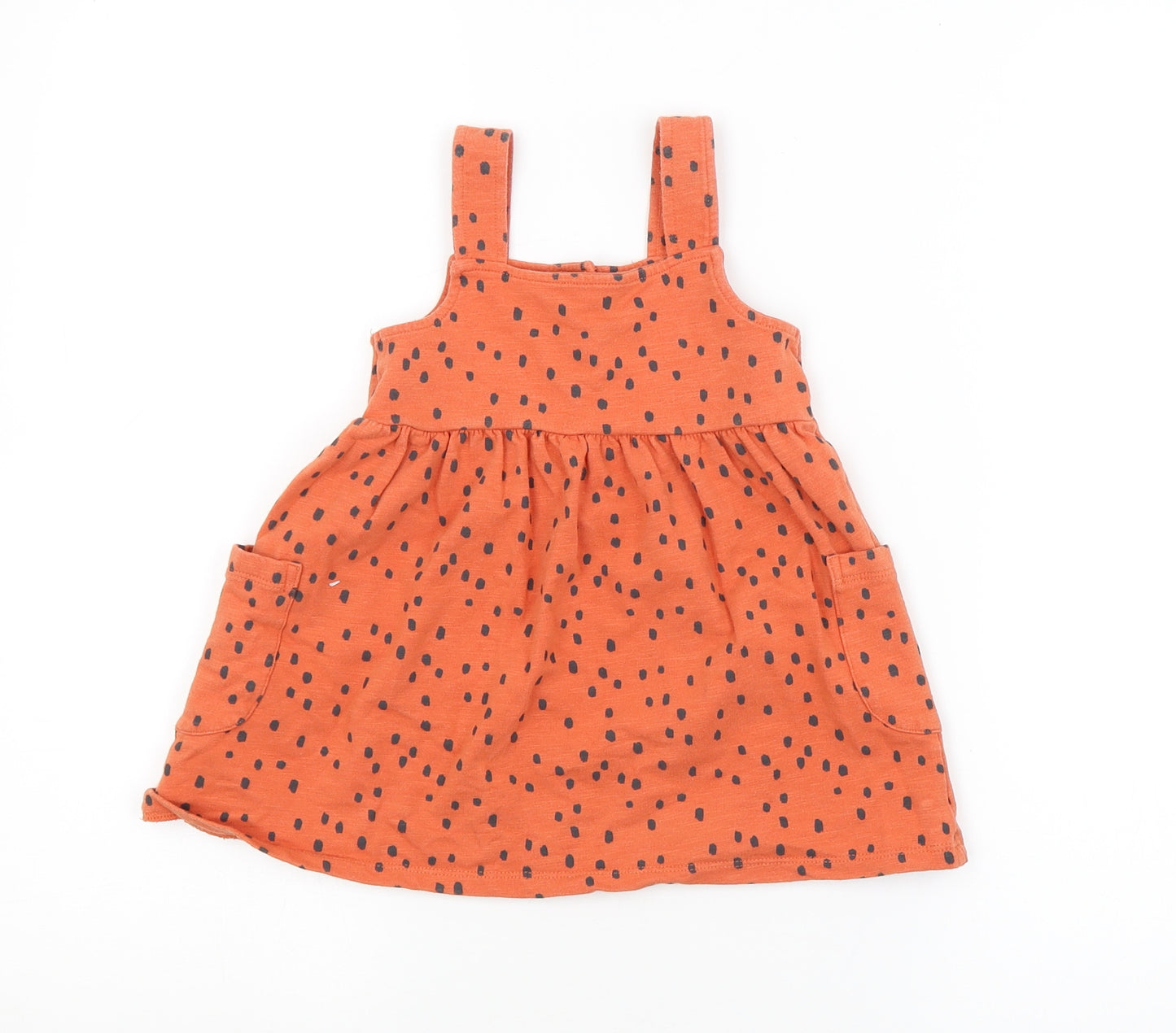 Nutmeg Boys Orange Spotted  Pinafore/Dungaree Dress  Size 12-18 Months