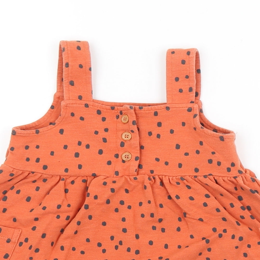 Nutmeg Boys Orange Spotted  Pinafore/Dungaree Dress  Size 12-18 Months