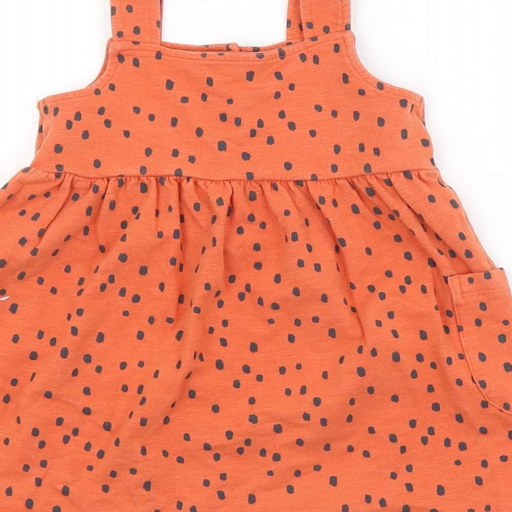 Nutmeg Boys Orange Spotted  Pinafore/Dungaree Dress  Size 12-18 Months