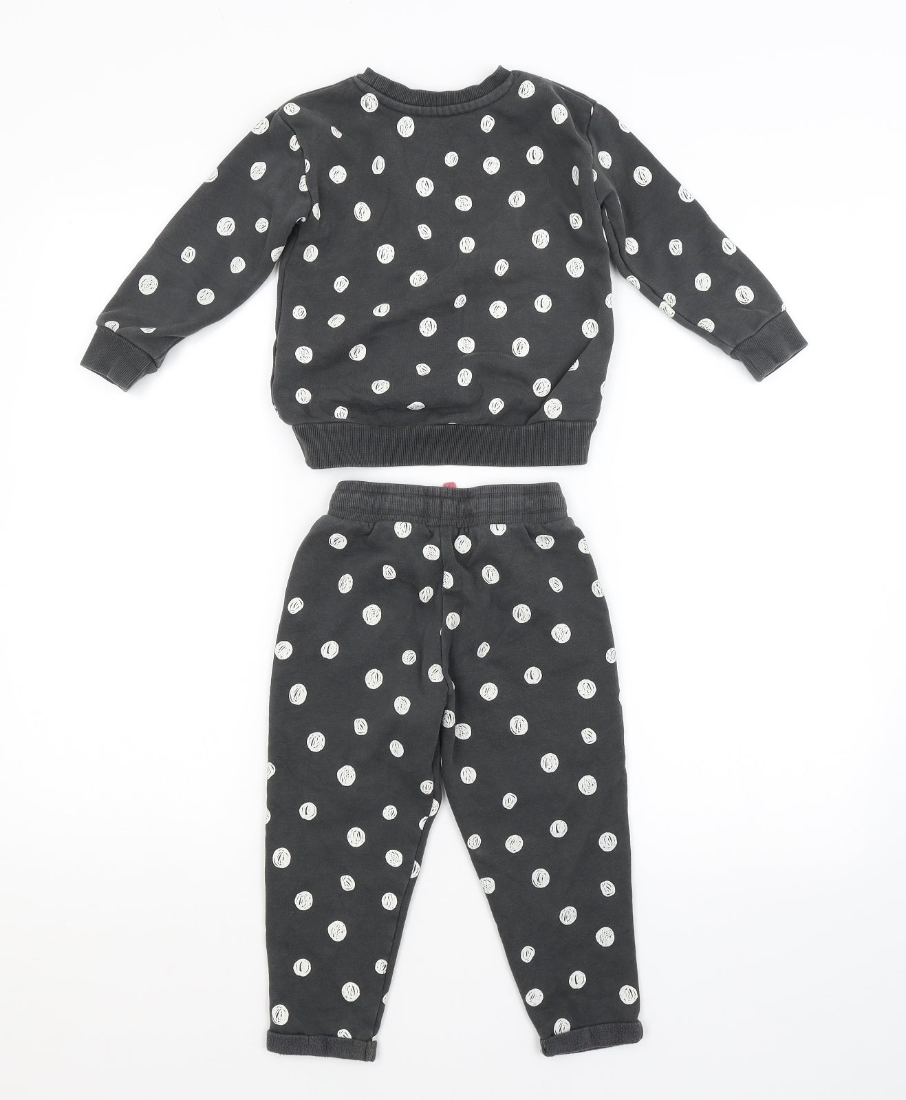 Nutmeg Girls Grey Spotted  Trousers Outfit/Set Size 2-3 Years  - HAPPY