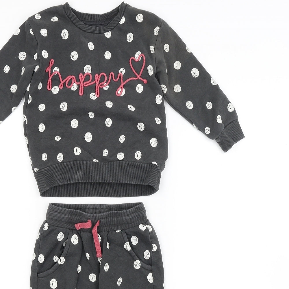 Nutmeg Girls Grey Spotted  Trousers Outfit/Set Size 2-3 Years  - HAPPY