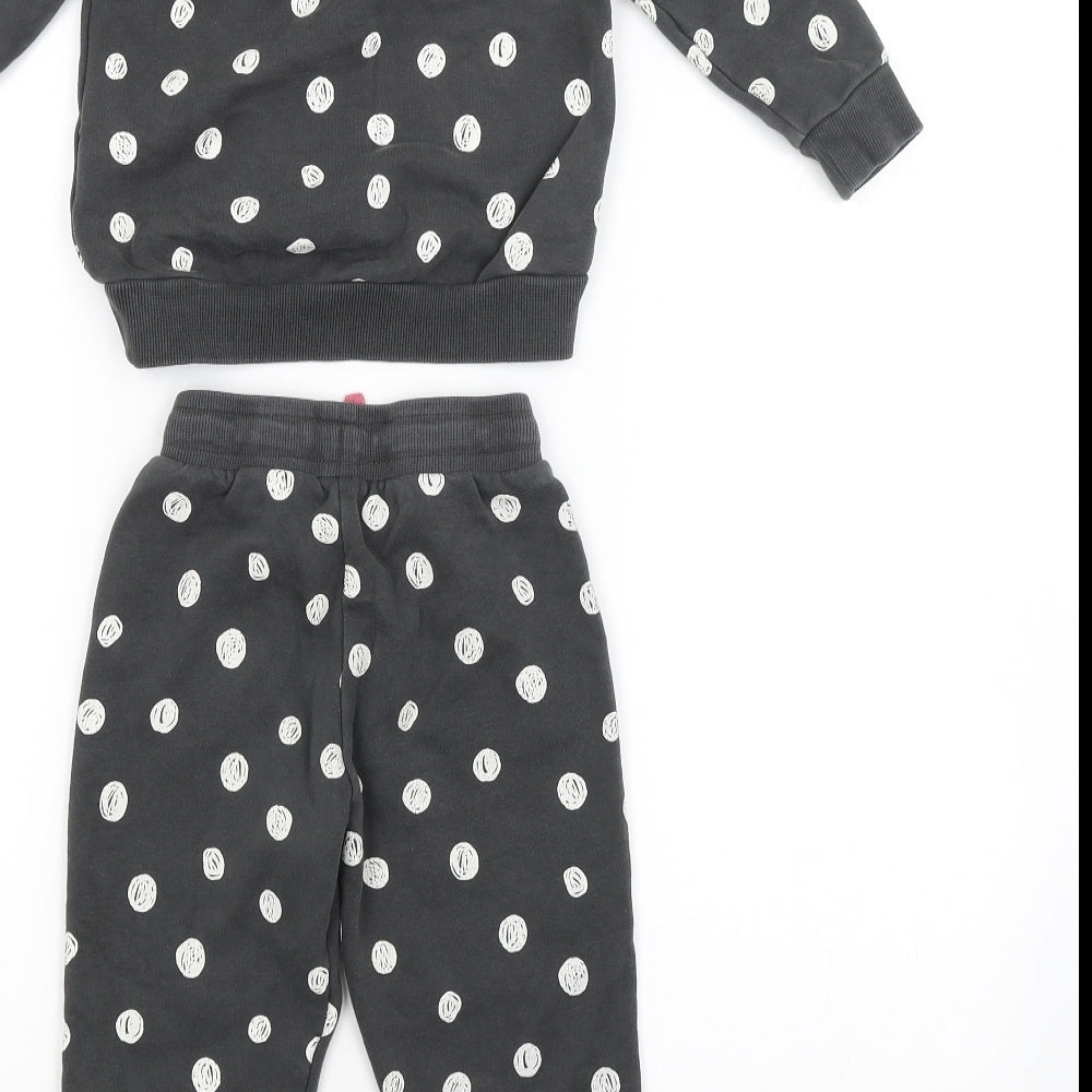 Nutmeg Girls Grey Spotted  Trousers Outfit/Set Size 2-3 Years  - HAPPY