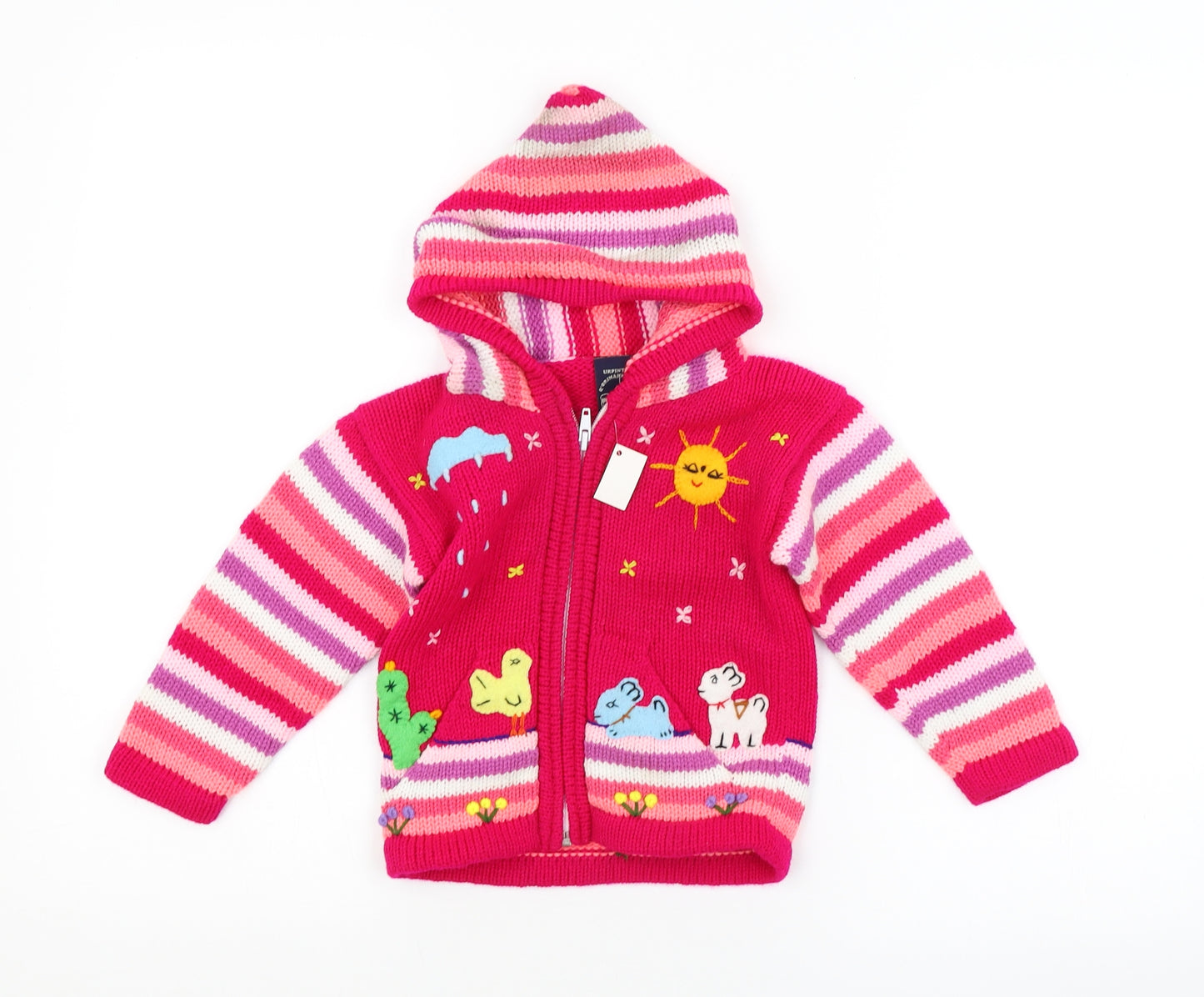 Preworn Girls Multicoloured Striped  Jacket  Size 3 Years