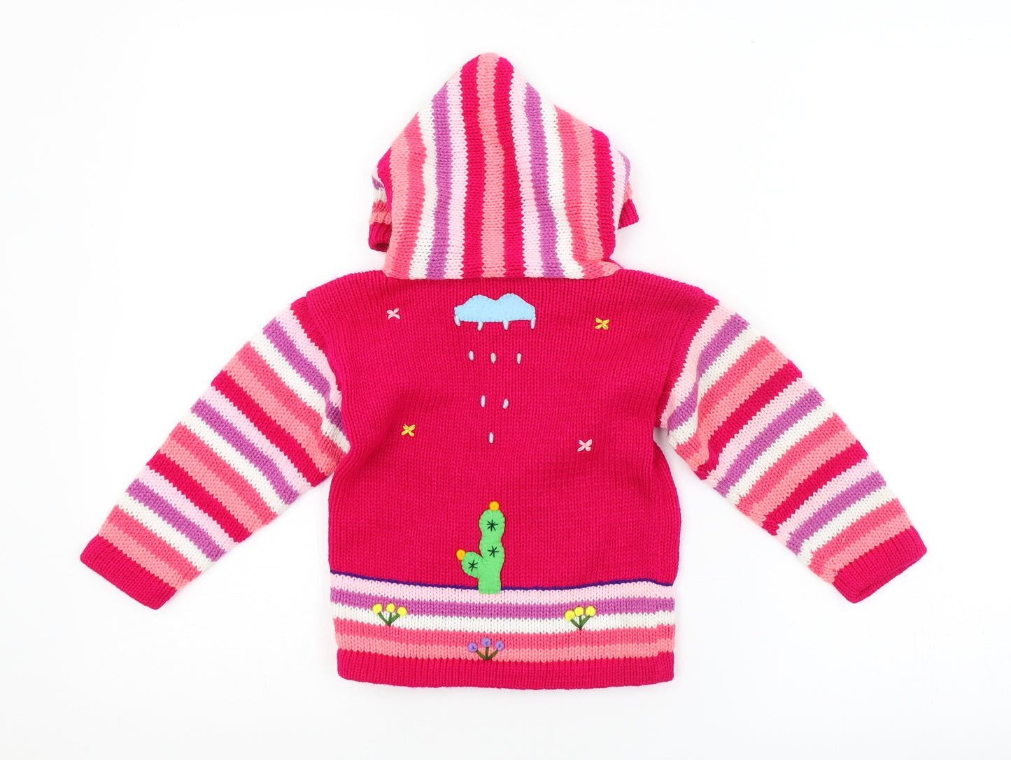 Preworn Girls Multicoloured Striped  Jacket  Size 3 Years