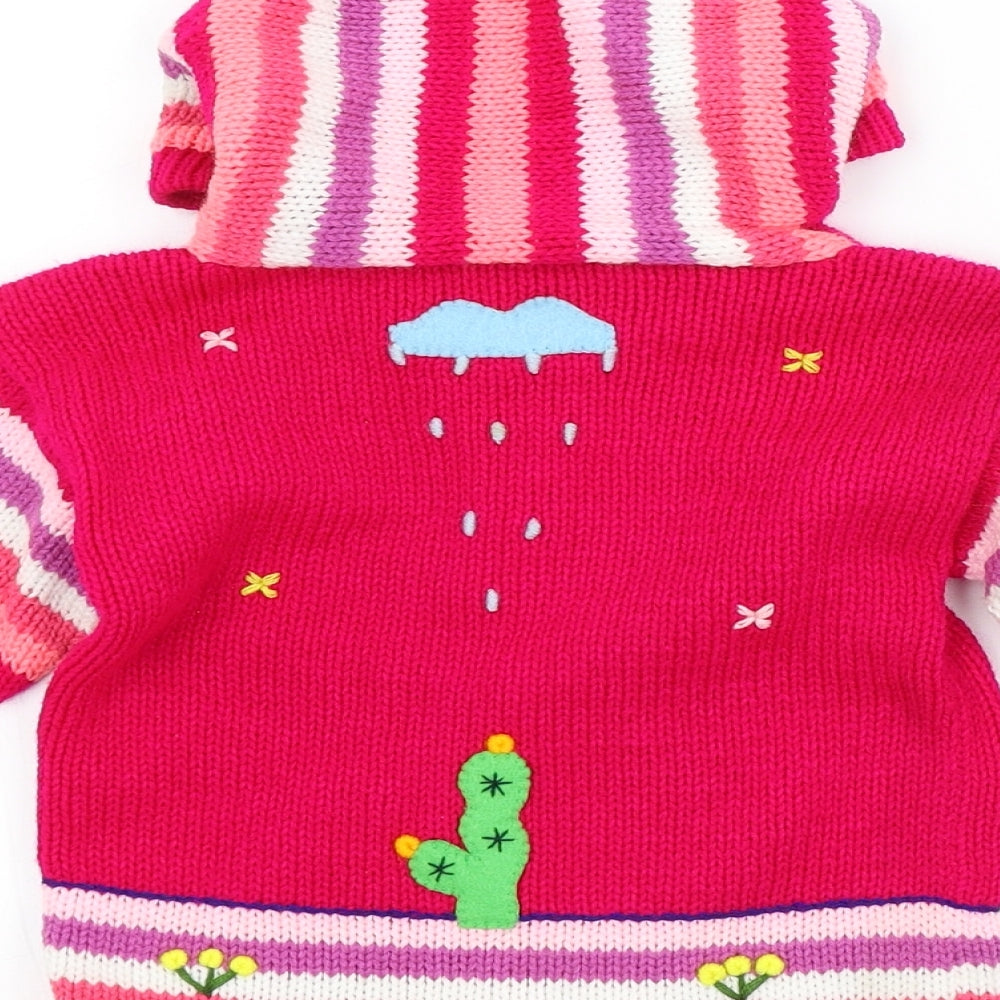 Preworn Girls Multicoloured Striped  Jacket  Size 3 Years