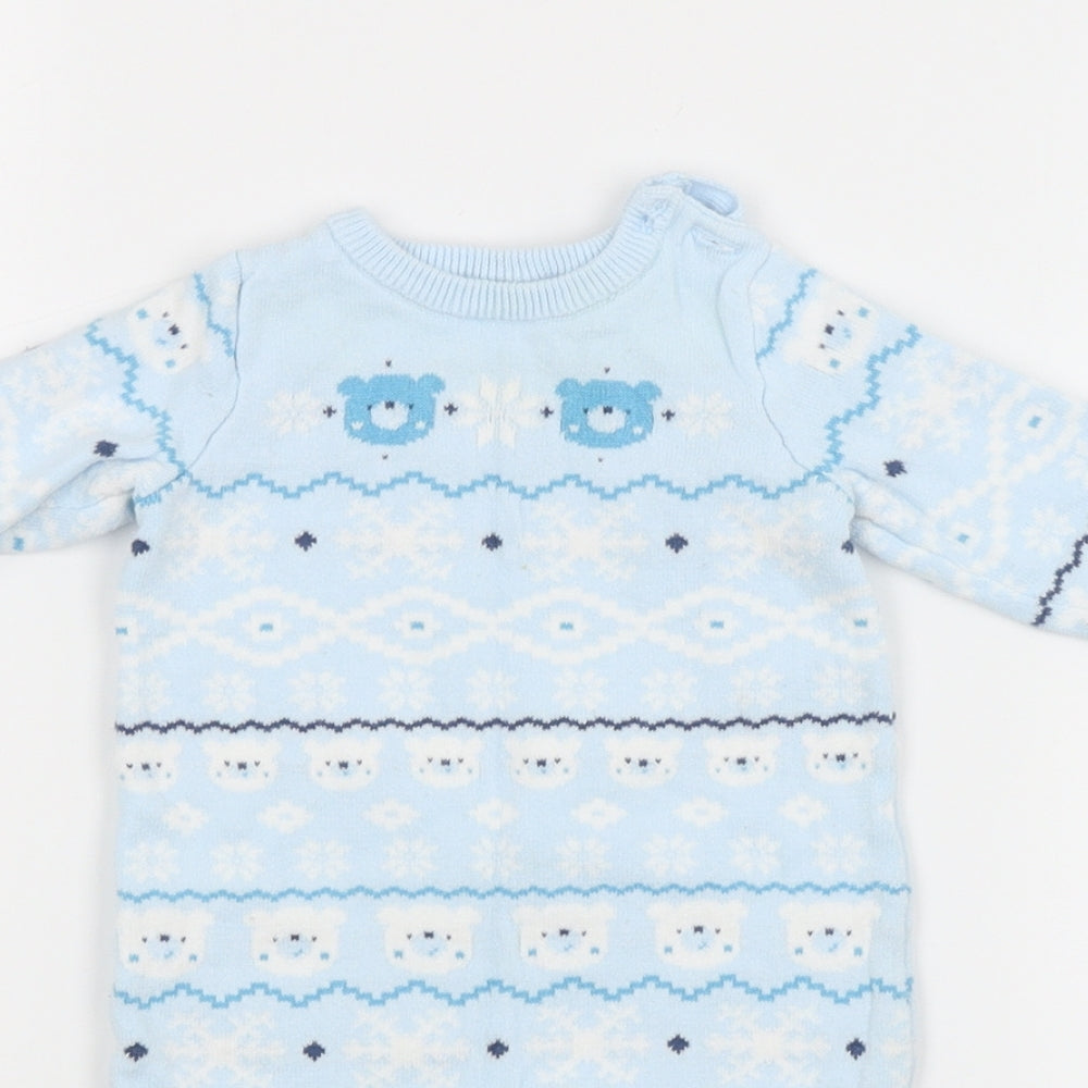Mini Club Baby Blue Argyle/Diamond  Coverall One-Piece Size 0-3 Months