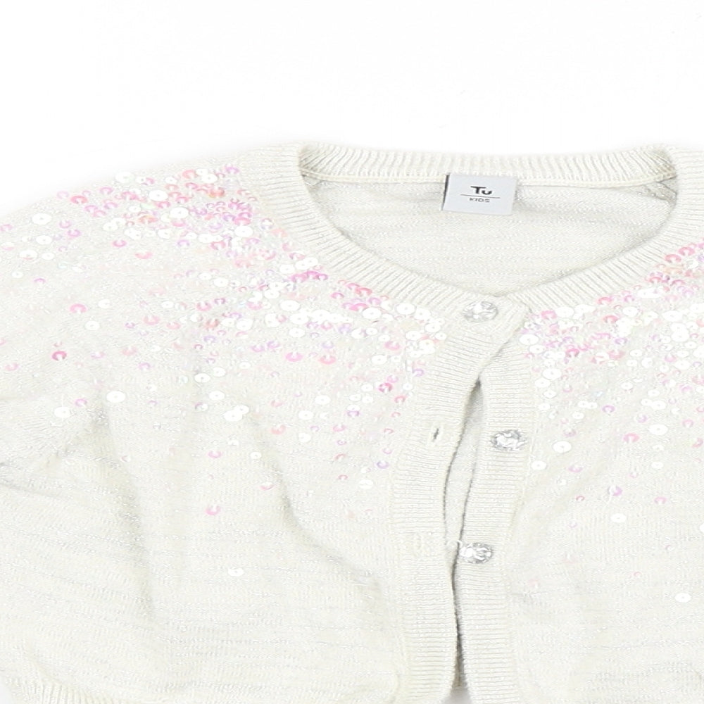 TU Girls White   Cardigan Jumper Size 6 Years