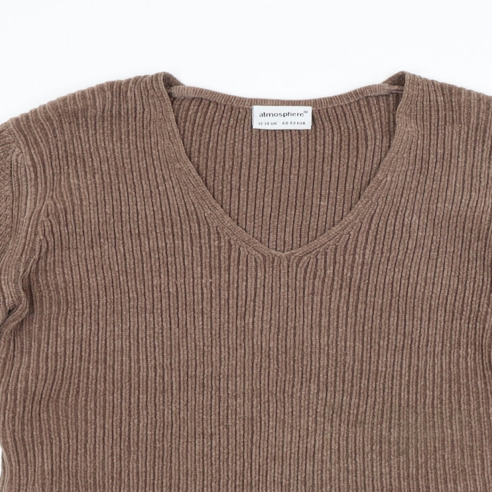 Atmosphere Womens Brown Striped  Pullover Jumper Size 12