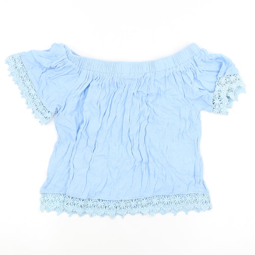 Select Womens Blue   Cropped Blouse Size 6