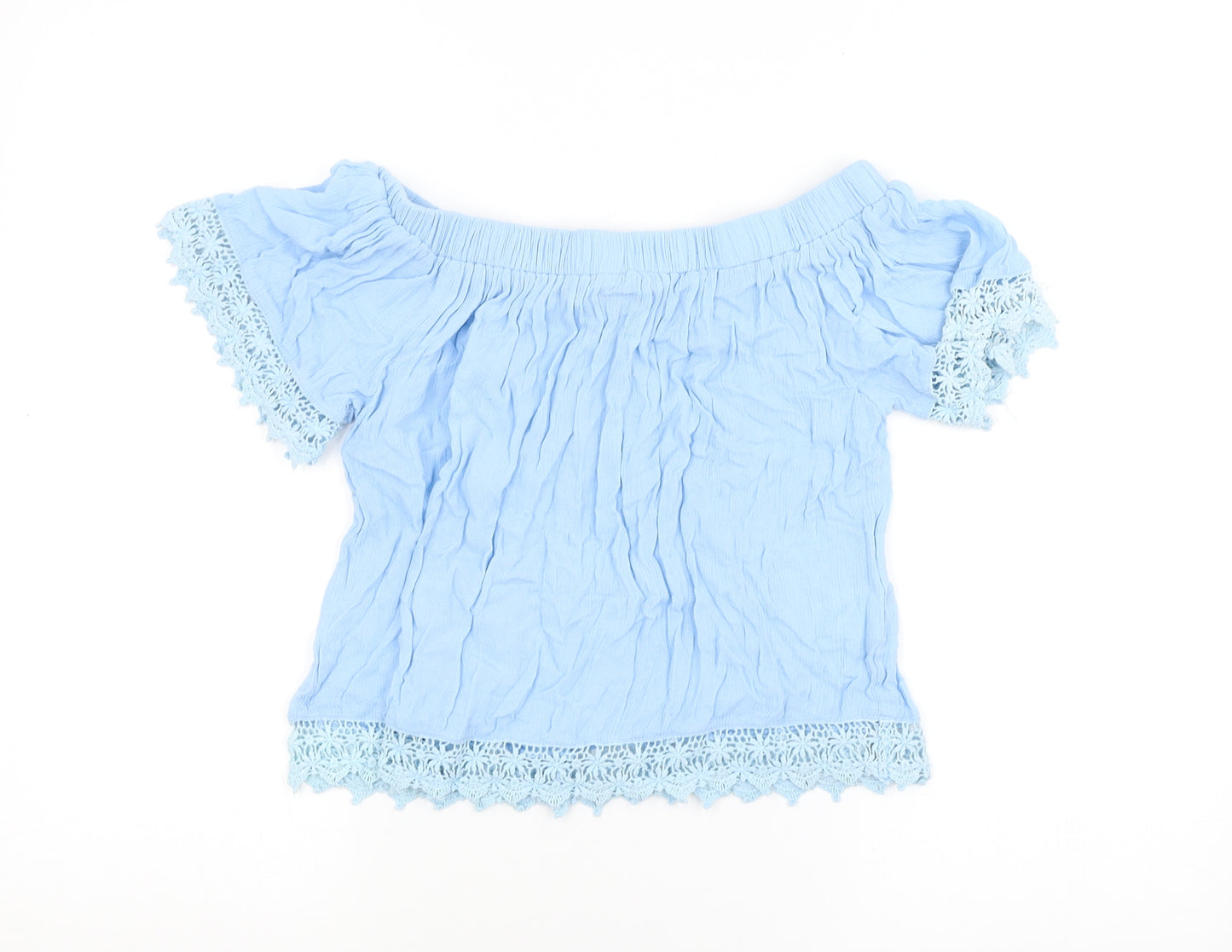 Select Womens Blue   Cropped Blouse Size 6