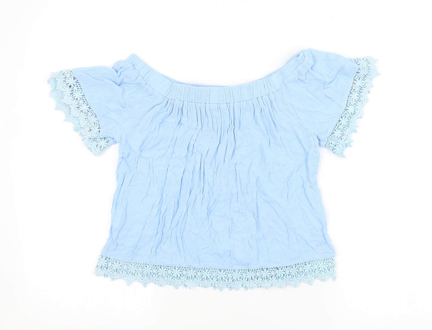 Select Womens Blue   Cropped Blouse Size 6