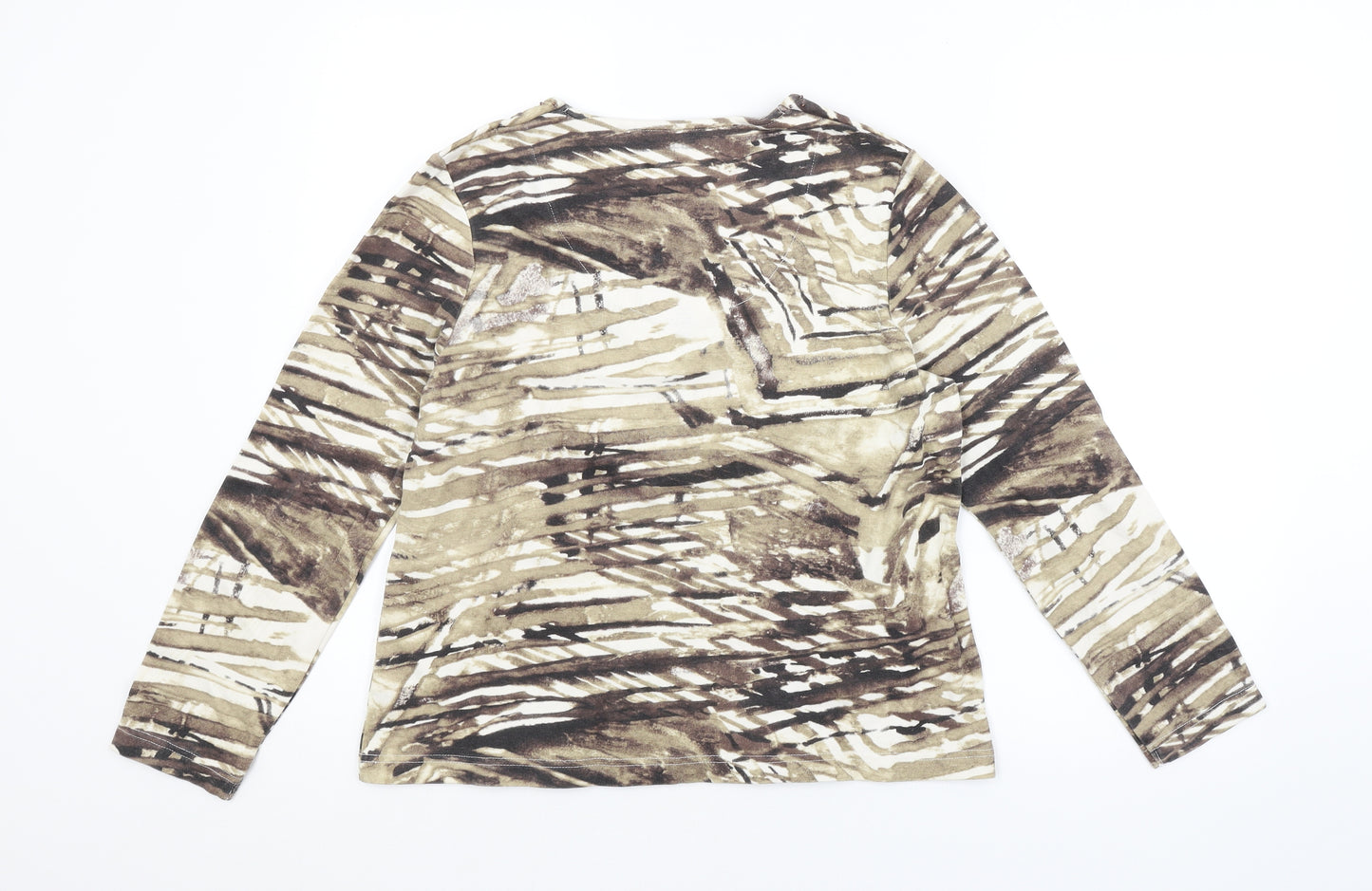 DASH Womens Beige Animal Print  Basic Blouse Size 14