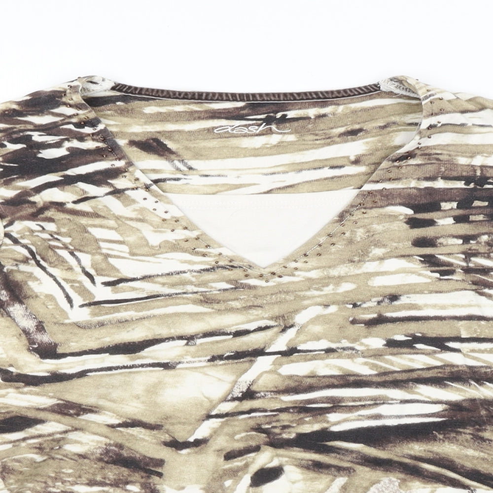 DASH Womens Beige Animal Print  Basic Blouse Size 14