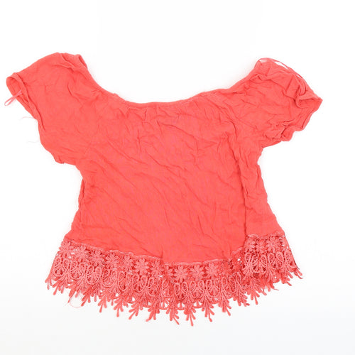 Select Womens Red   Cropped Blouse Size 8