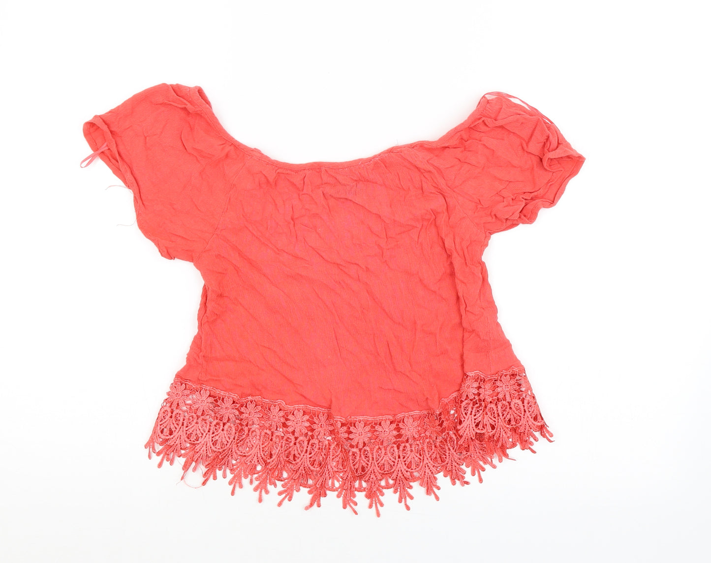 Select Womens Red   Cropped Blouse Size 8