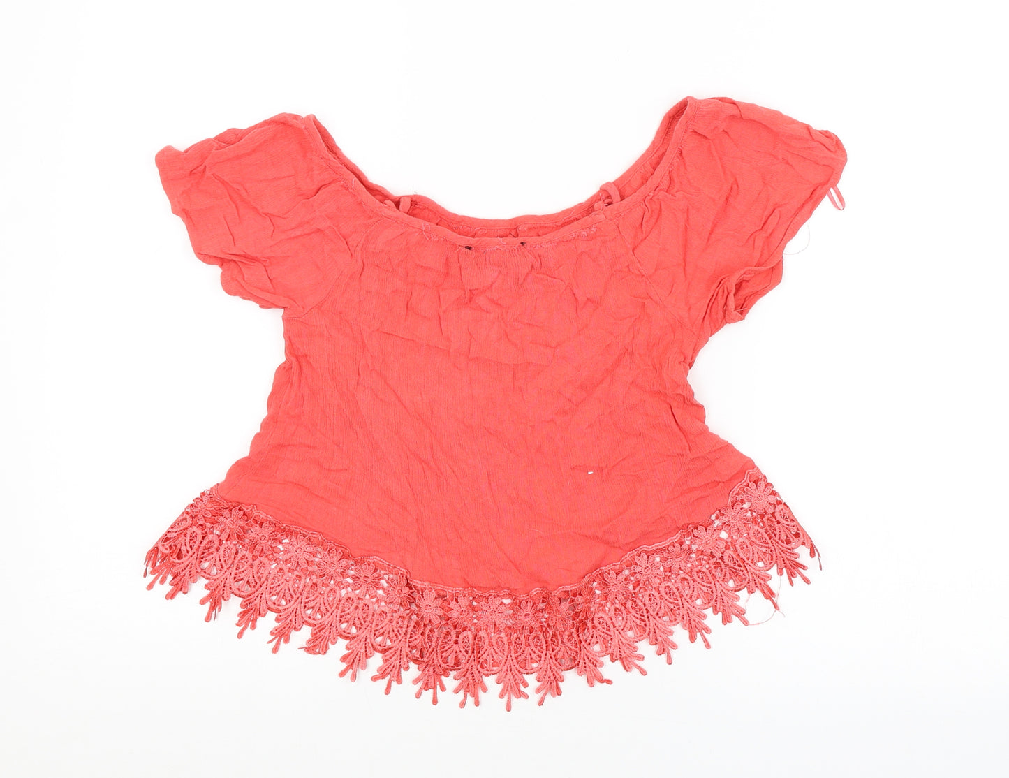 Select Womens Red   Cropped Blouse Size 8