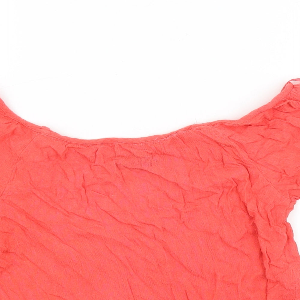Select Womens Red   Cropped Blouse Size 8