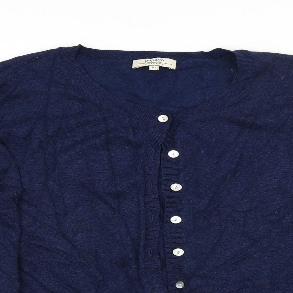 Papaya Womens Blue   Cardigan Jumper Size 16