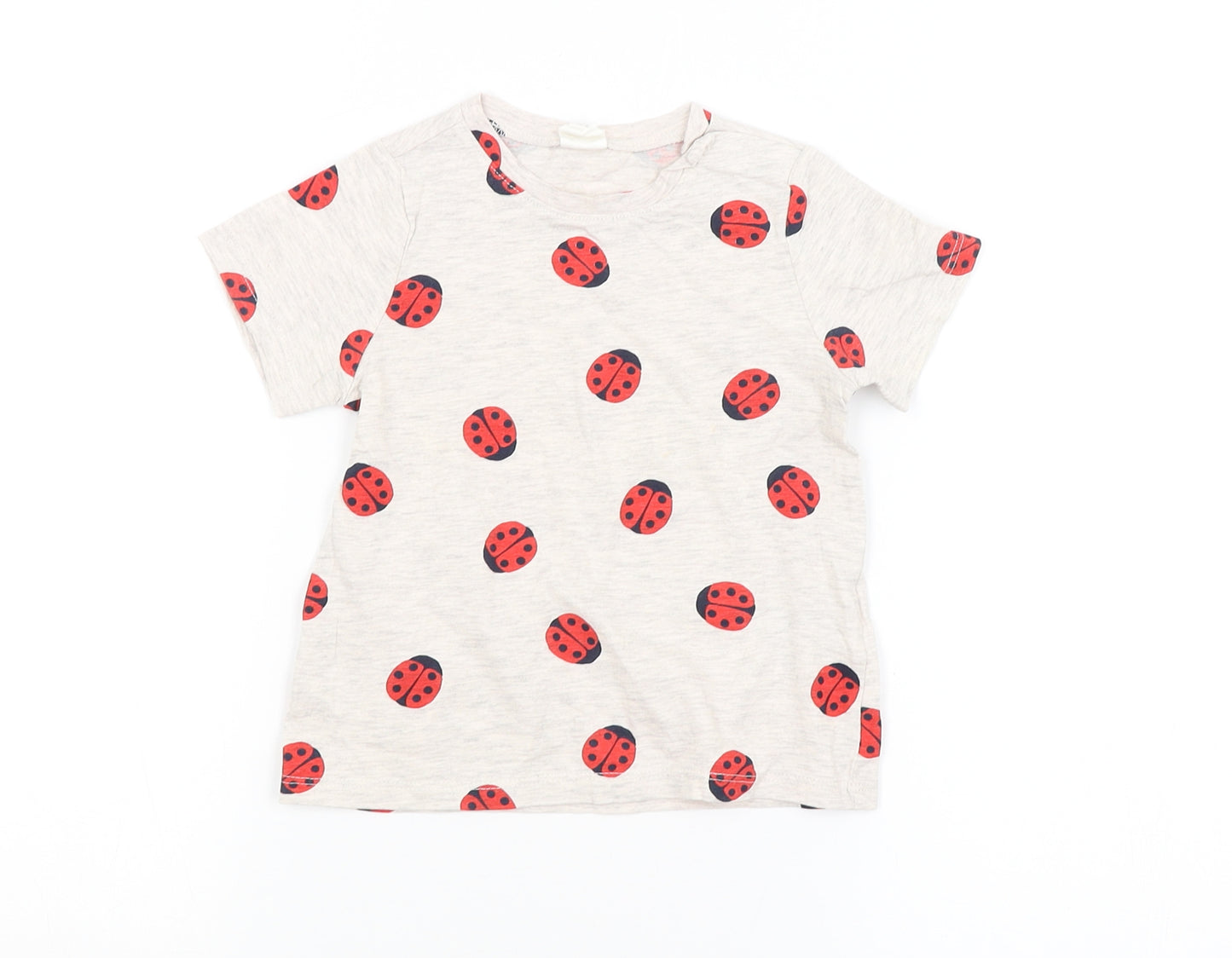 H&M Baby Beige Spotted  Basic T-Shirt Size 12-18 Months  - LADYBUG