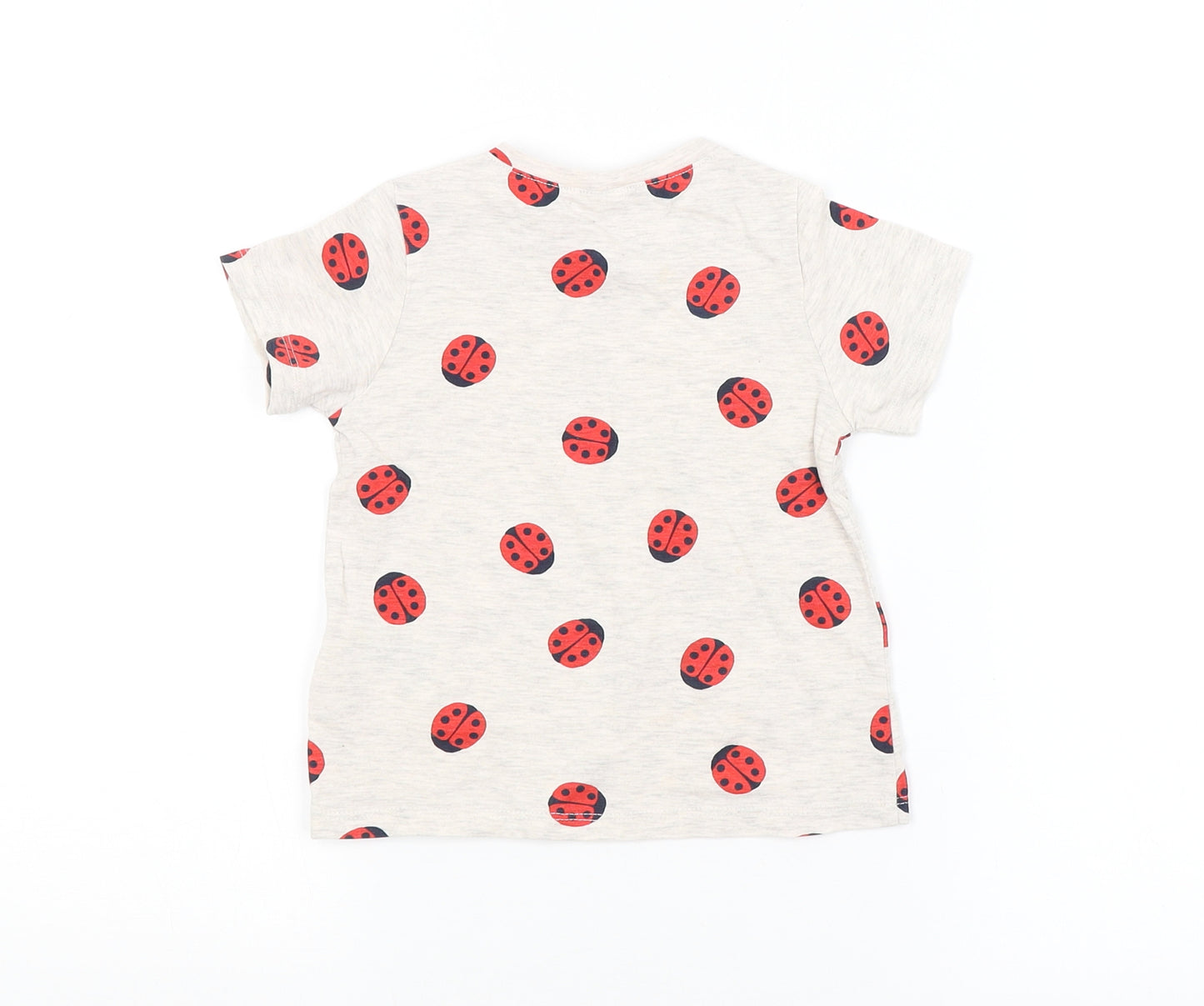 H&M Baby Beige Spotted  Basic T-Shirt Size 12-18 Months  - LADYBUG