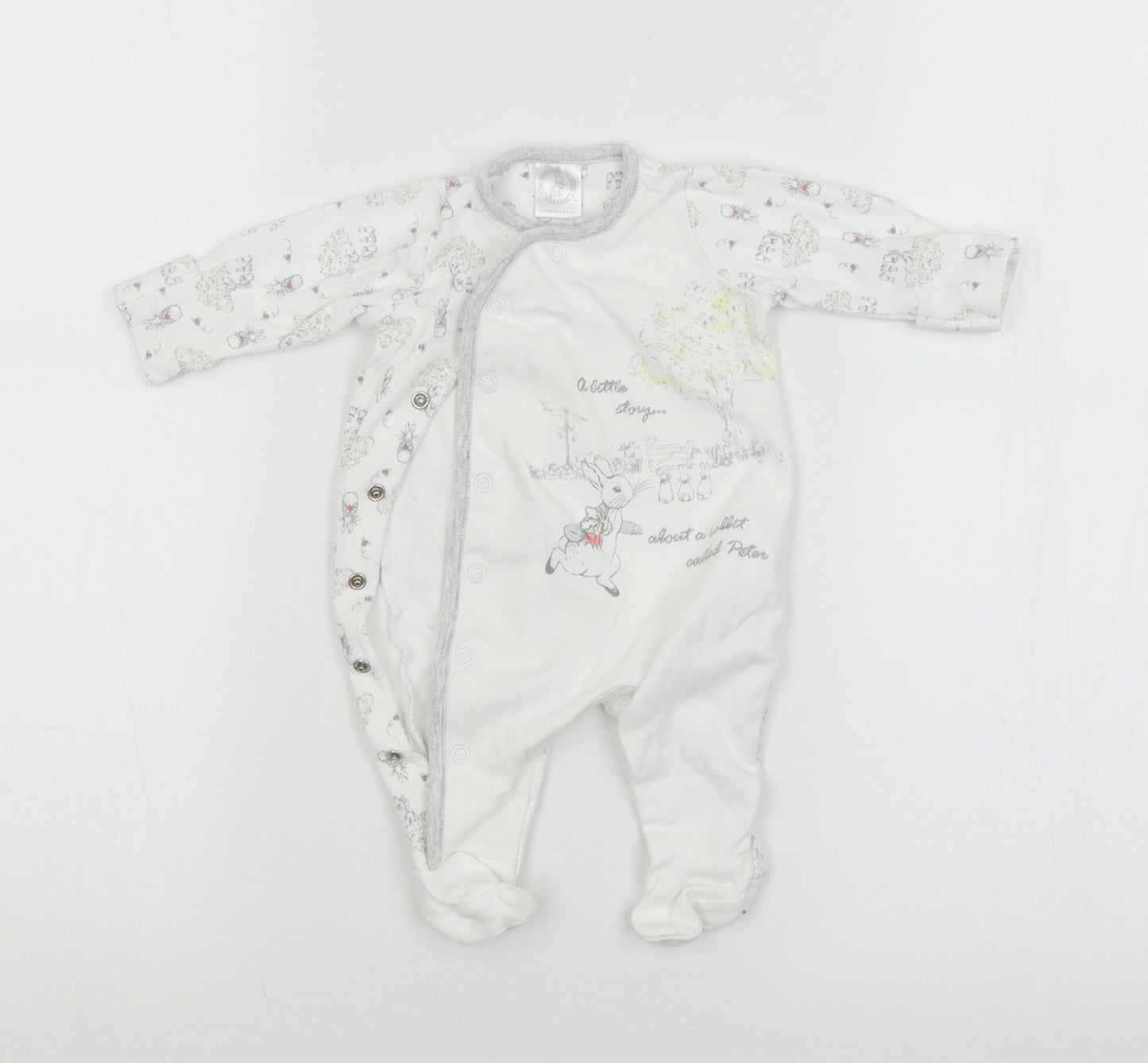 Mini Club Baby White Animal Print  Babygrow One-Piece Size 0-3 Months  - PETER RABBIT