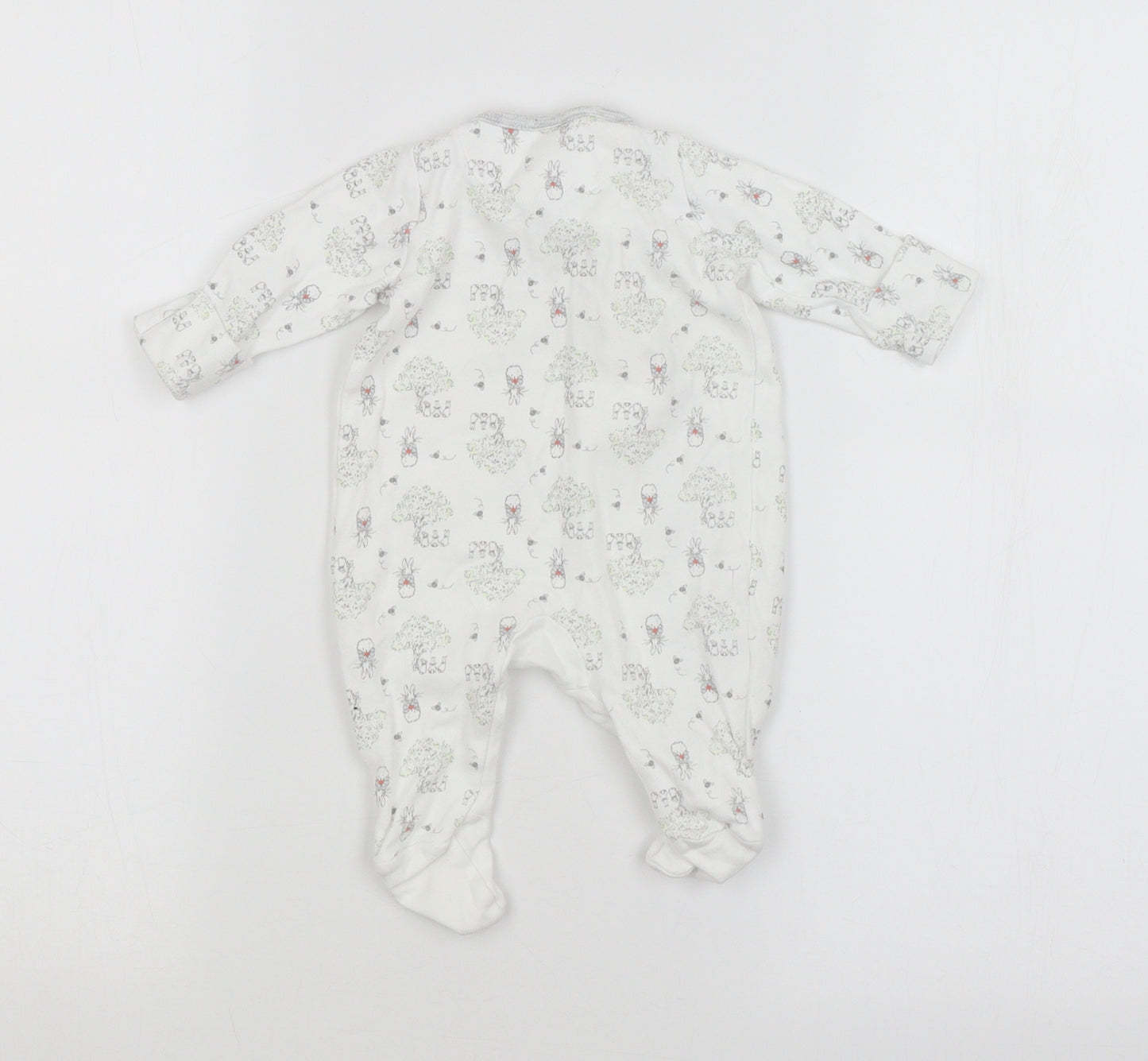 Mini Club Baby White Animal Print  Babygrow One-Piece Size 0-3 Months  - PETER RABBIT