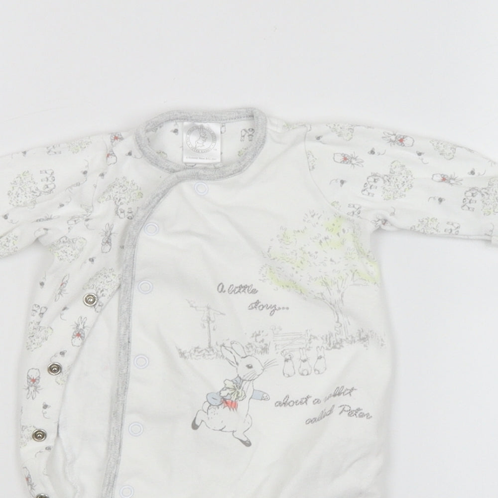 Mini Club Baby White Animal Print  Babygrow One-Piece Size 0-3 Months  - PETER RABBIT