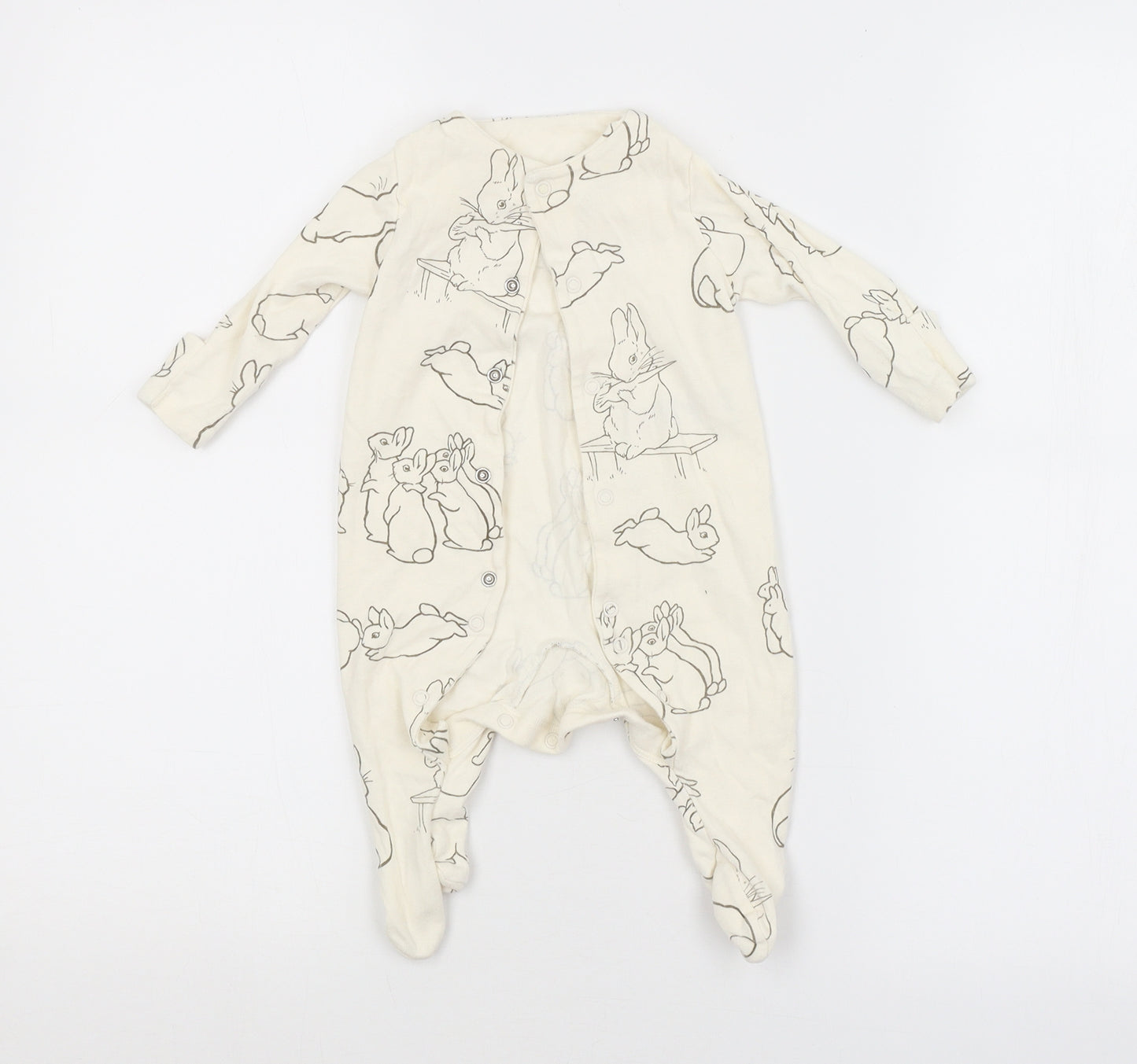 M&S Baby Black Animal Print  Babygrow One-Piece Size 0-3 Months  - RABBITS