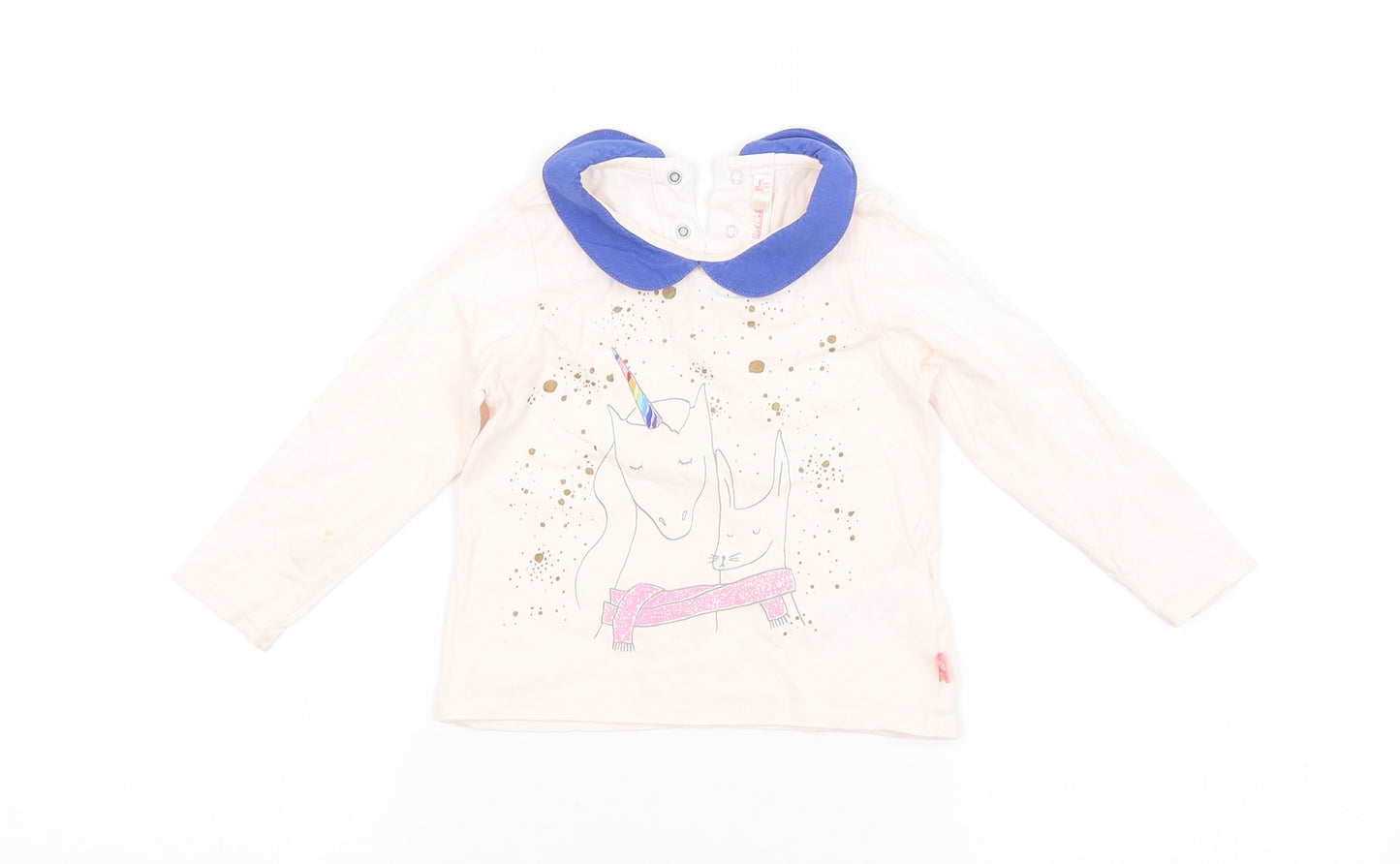 Billieblush Girls Pink   Basic T-Shirt Size 12-18 Months  - UNICORN