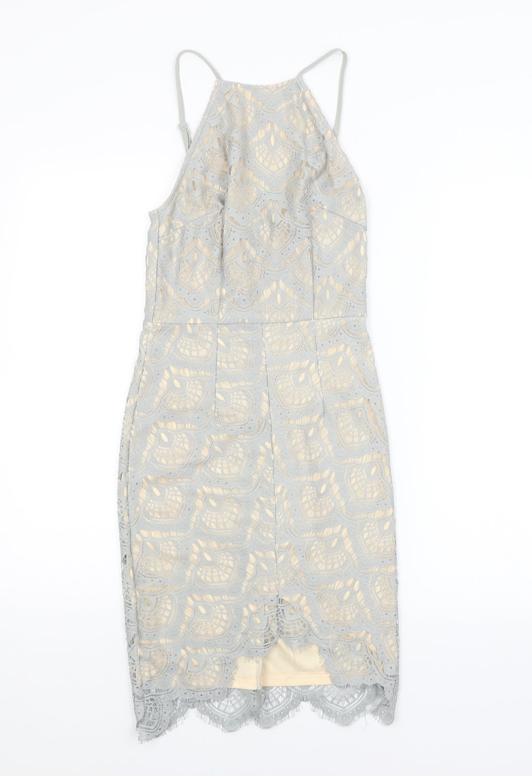 Missguided Womens Grey Argyle/Diamond  Pencil Dress  Size 6
