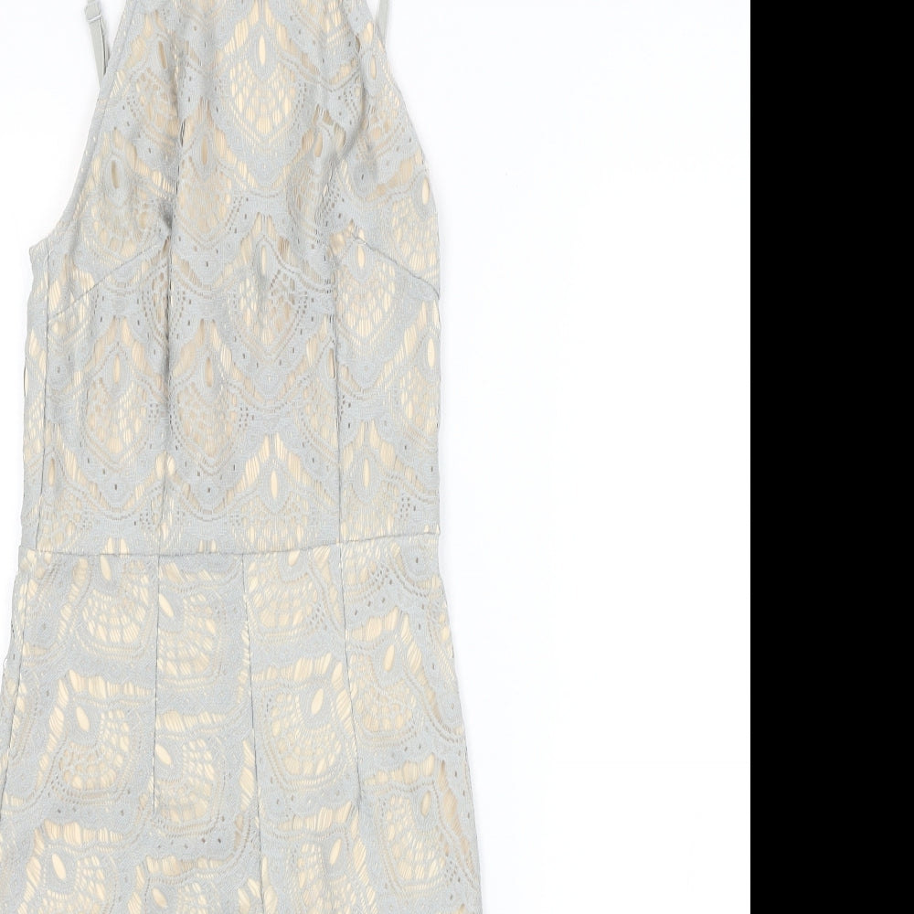 Missguided Womens Grey Argyle/Diamond  Pencil Dress  Size 6