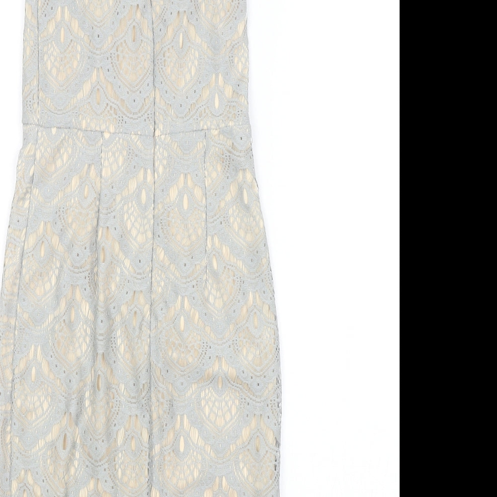 Missguided Womens Grey Argyle/Diamond  Pencil Dress  Size 6