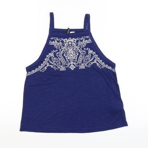 H&M Womens Blue Argyle/Diamond  Basic Tank Size S