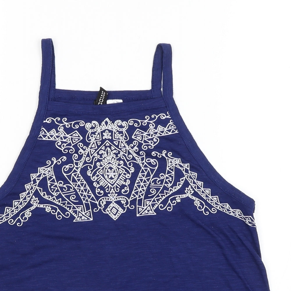 H&M Womens Blue Argyle/Diamond  Basic Tank Size S
