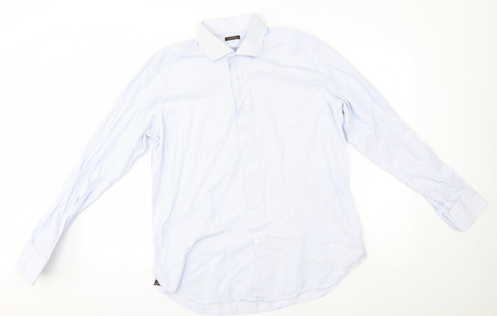 Filangier Mens Blue Striped Dress Shirt Size 17
