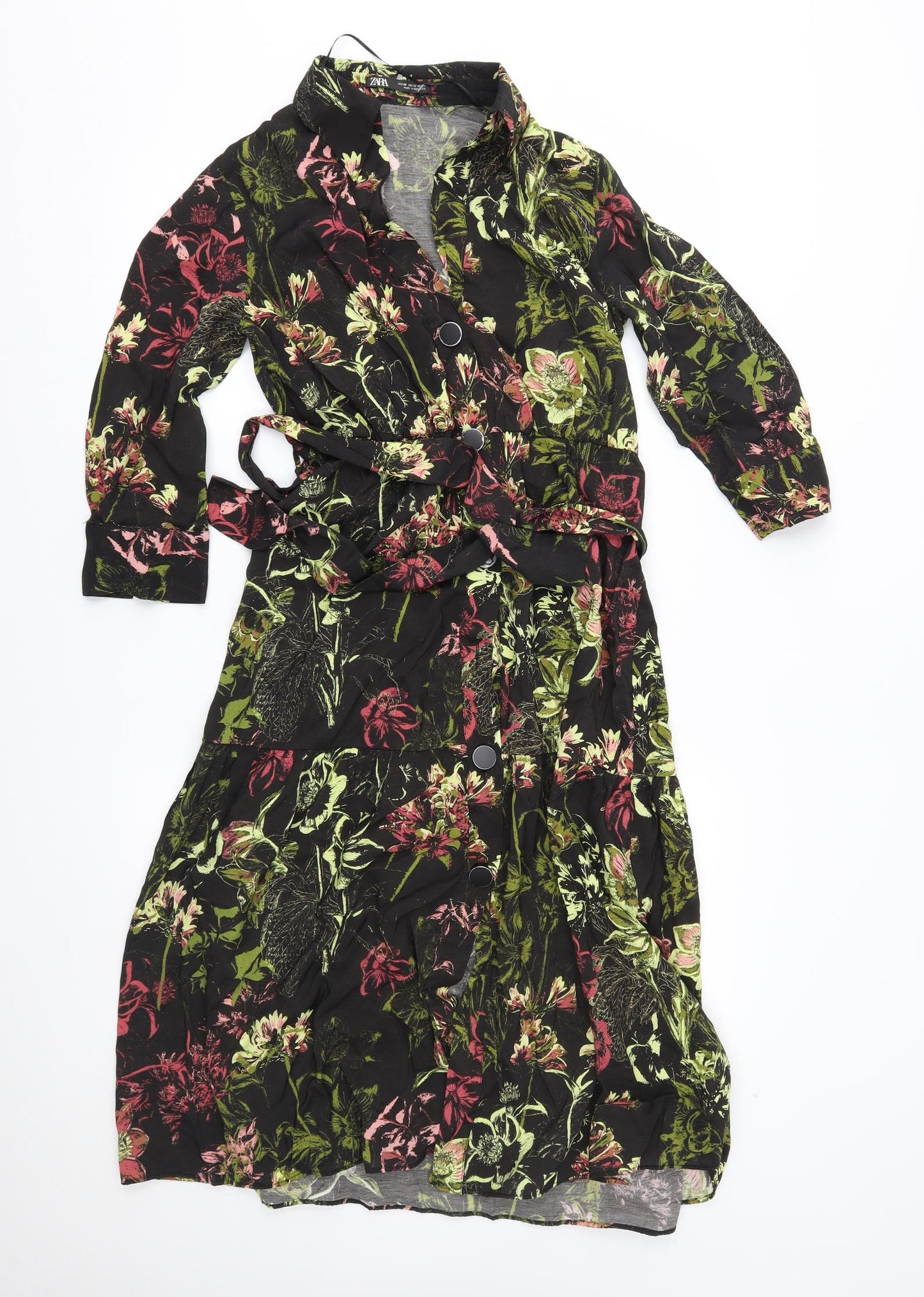 Zara Womens Black Floral  A-Line  Size XS