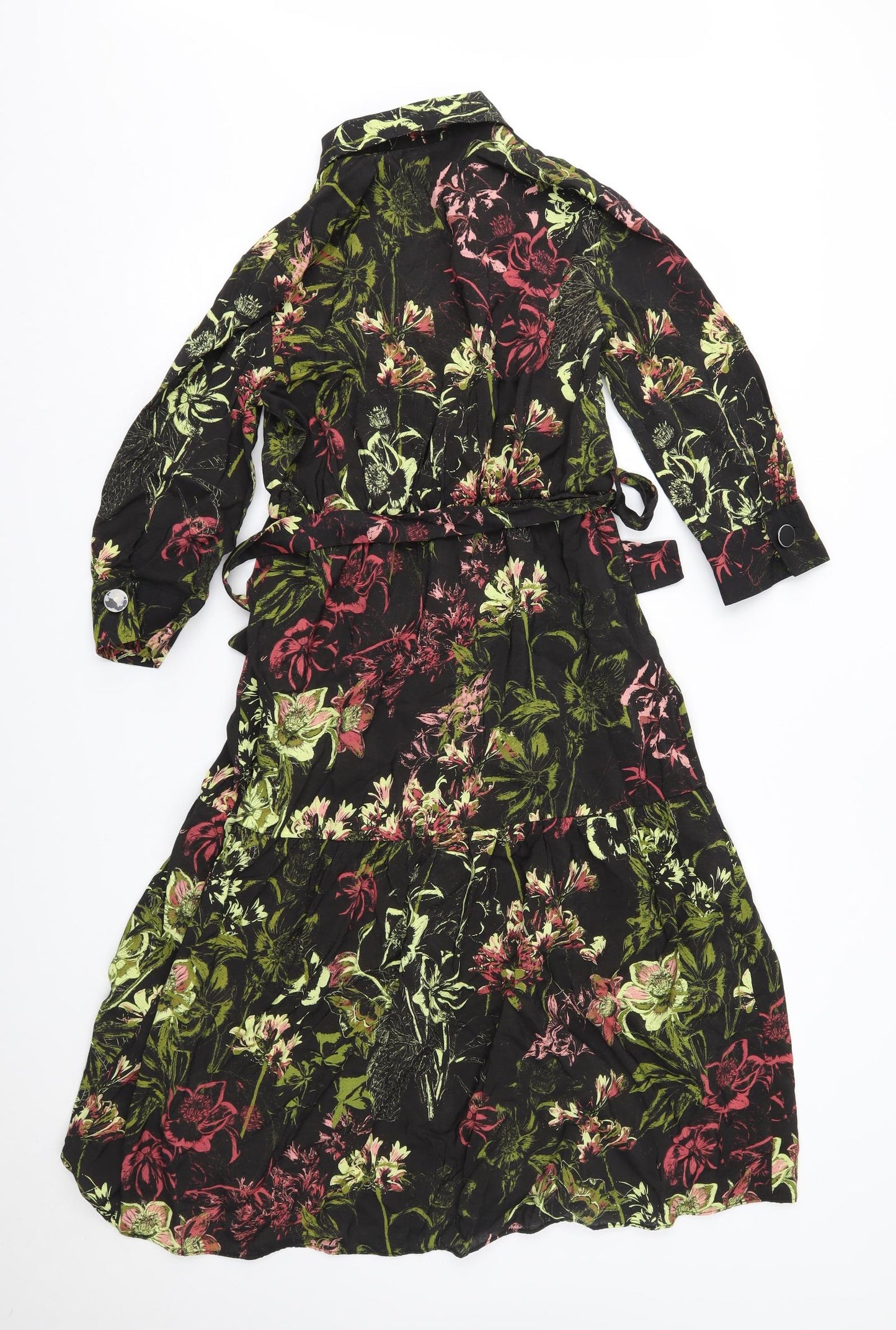 Zara Womens Black Floral  A-Line  Size XS