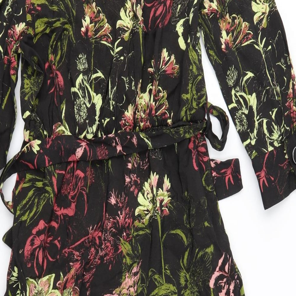 Zara Womens Black Floral  A-Line  Size XS
