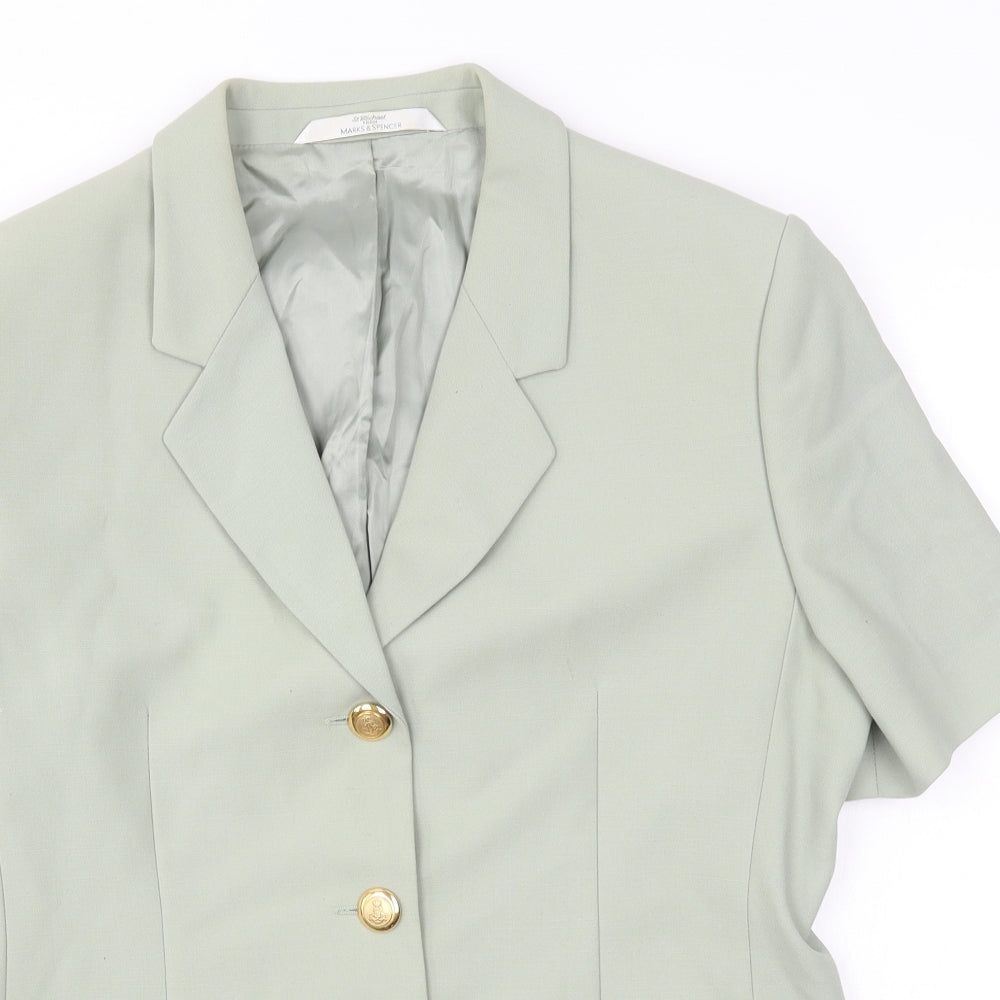 M&S Womens Green   Jacket Blazer Size 16