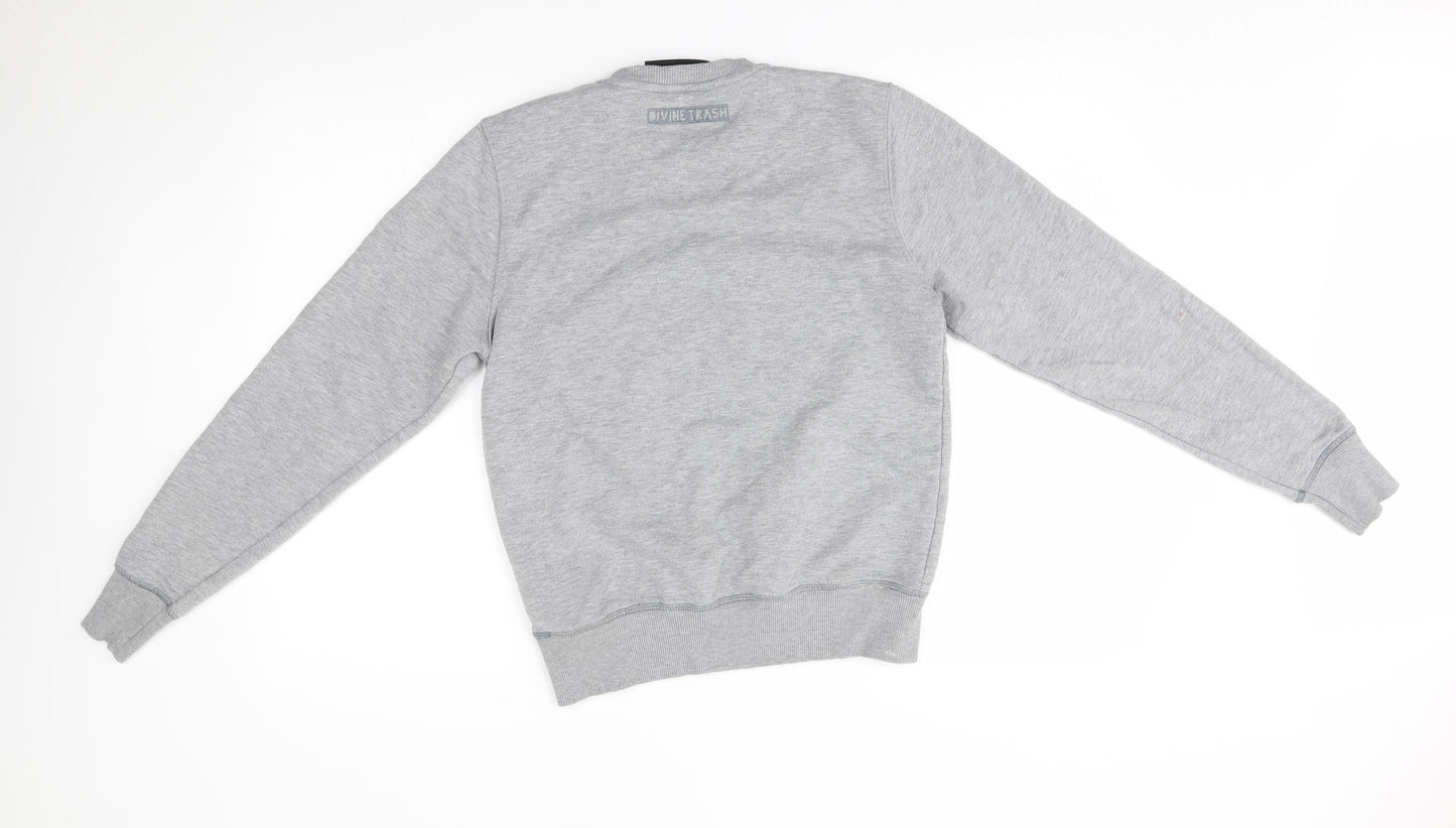 DIvine trash Mens Grey   Pullover Sweatshirt Size XS