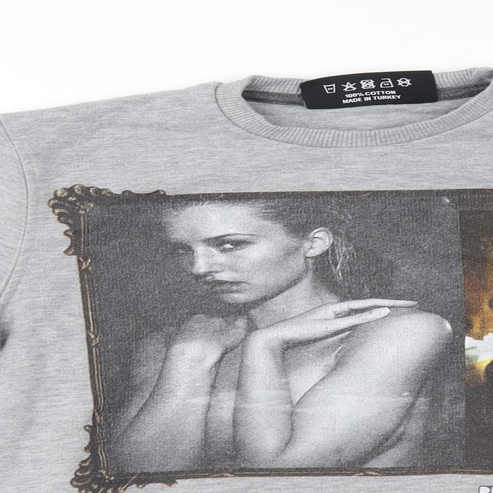DIvine trash Mens Grey   Pullover Sweatshirt Size XS