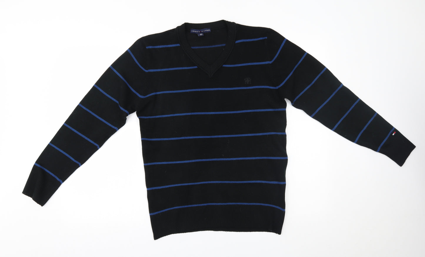 Tommy Hilfiger Womens Black Striped  Pullover Jumper Size M
