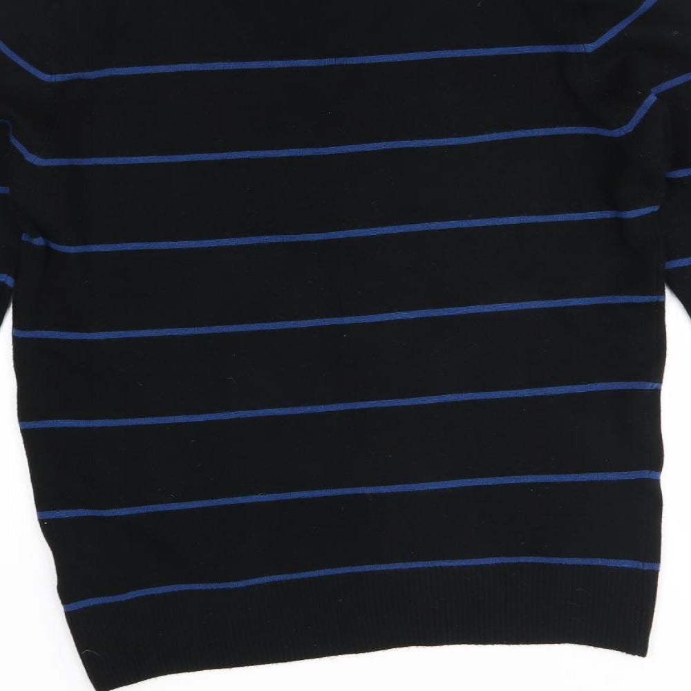 Tommy Hilfiger Womens Black Striped  Pullover Jumper Size M