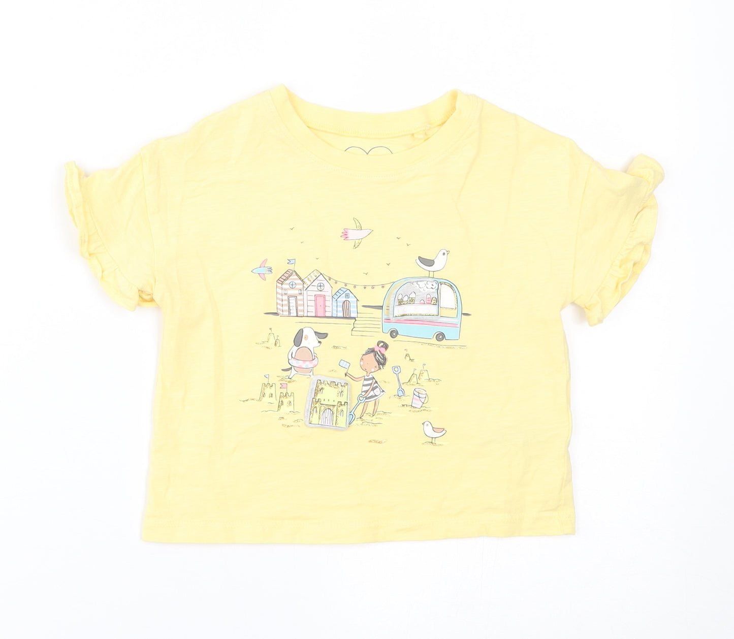 NEXT Girls Yellow   Basic T-Shirt Size 18-24 Months  - beach