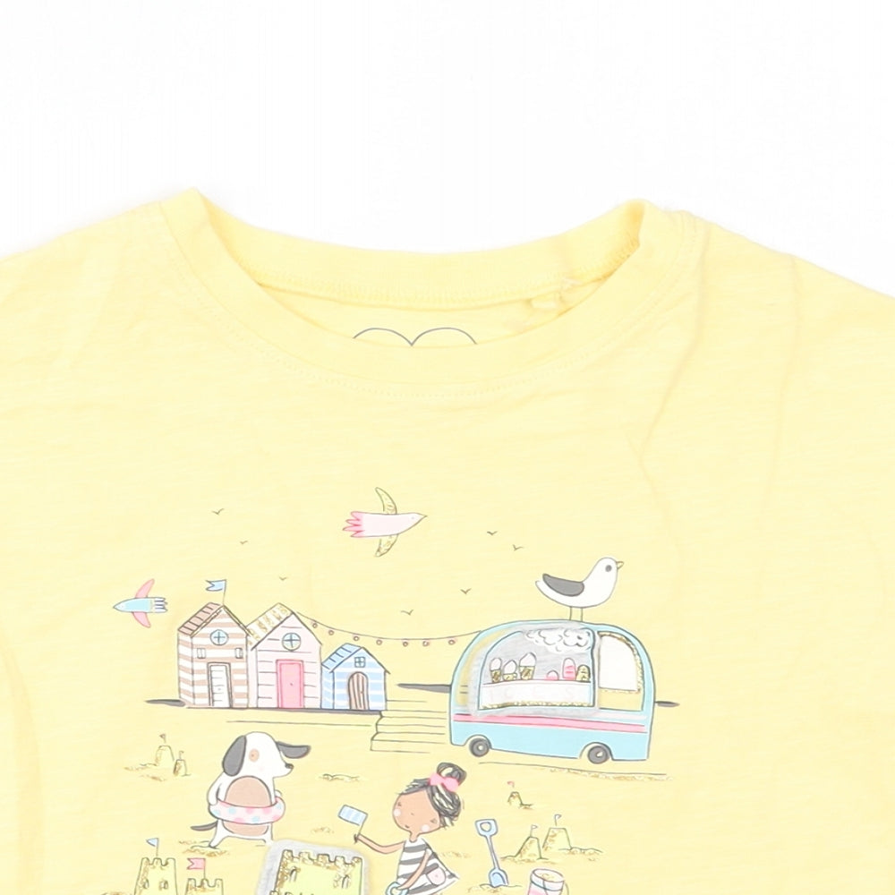 NEXT Girls Yellow   Basic T-Shirt Size 18-24 Months  - beach