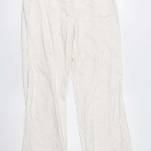 M&S Womens White   Chino Trousers Size 12 L28 in